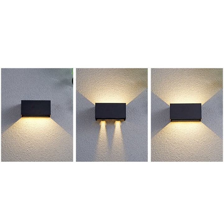 Modern Outdoor Waterproof Rectangular LED Up and Down Illuminated Outdoor Wall Sconce Lamp | Bowlift