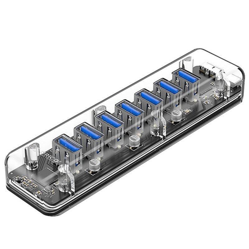 BowLift | 7-in-1 Transparent USB3.0 Hub with Power Supply Port, for Office, Study, Game and More