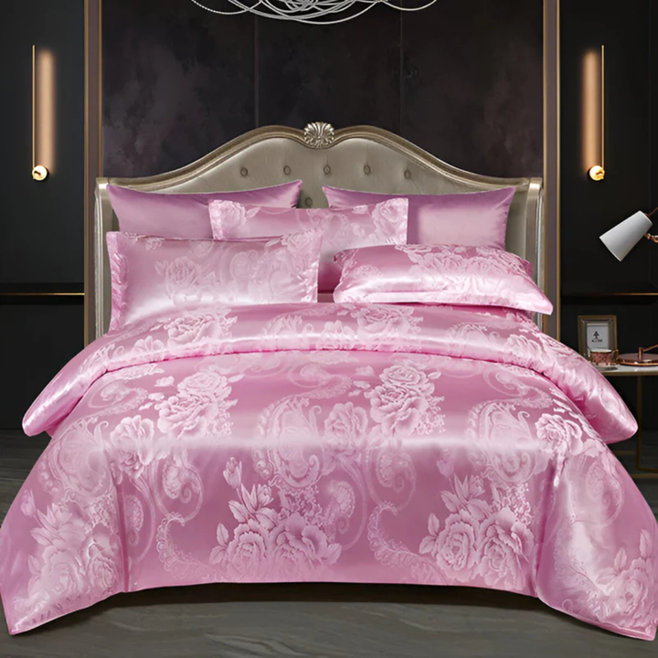 BowLift | Satin Floral Bedding Set with Duvet Cover and Pillowcases