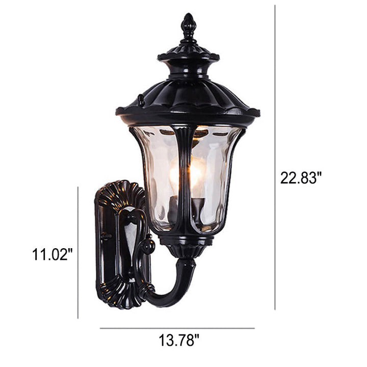 European Retro Waterproof Stone Pattern Glass Lampshade 1-Light Outdoor Wall Sconce Lamp | Bowlift