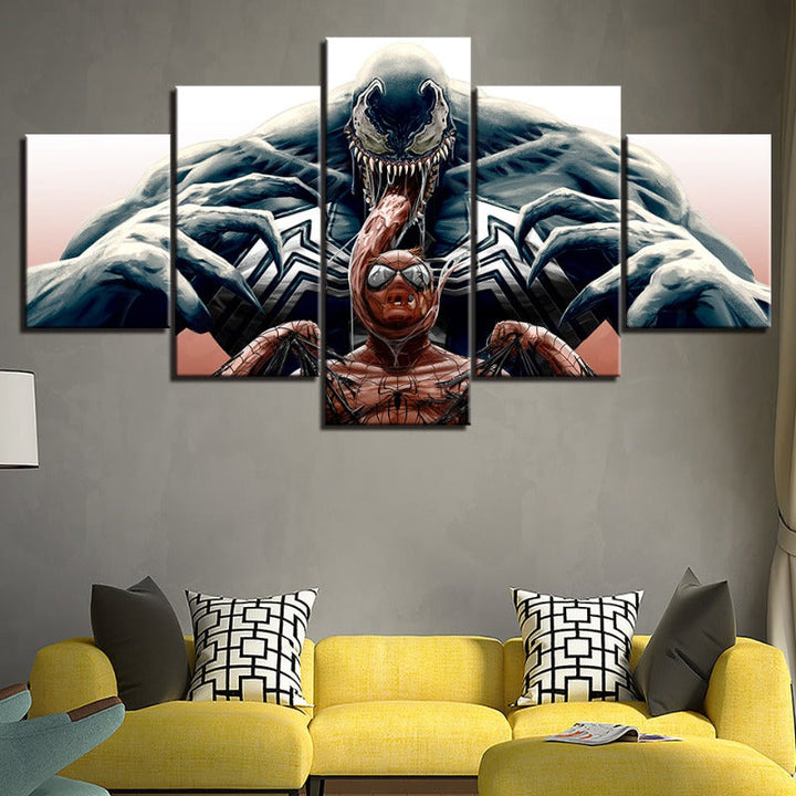 Spider Man vs Venom 5 Piece Canvas Wall Art | High-Definition Prints | Bowlift