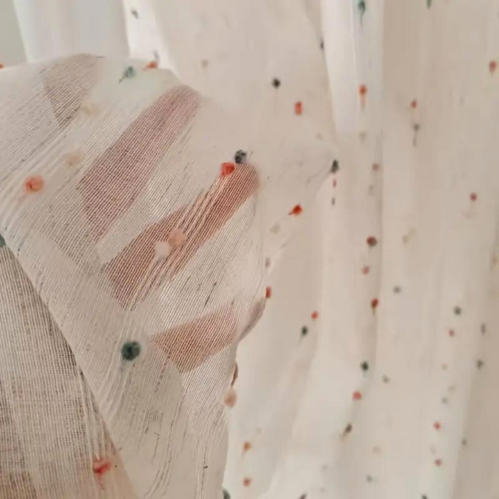 BowLift | Sugar Bean Rainbow Embroidered Tulle Curtain Panel