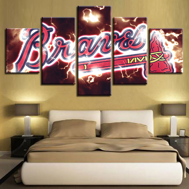 Dynamic Braves Logo 5 Piece - Canvas Wall Art Painting | Bowlift