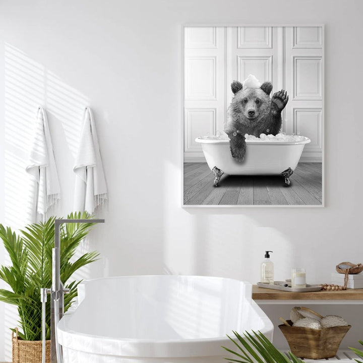 Modern Elephant Giraffe Penguin Black and White Posters Canvas Painting | Bowlift