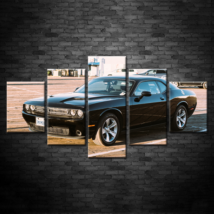 5 Piece Vintage Black Metallic Car - Canvas Wall Art Painting | Bowlift