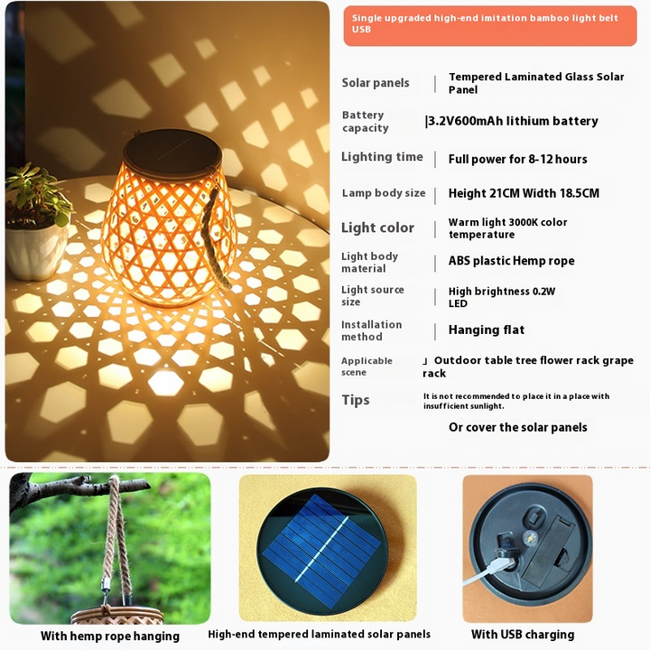 BowLift | Solar LED Rattan Lantern – Large Outdoor Lighting in Oval Design for Garden and Terrace