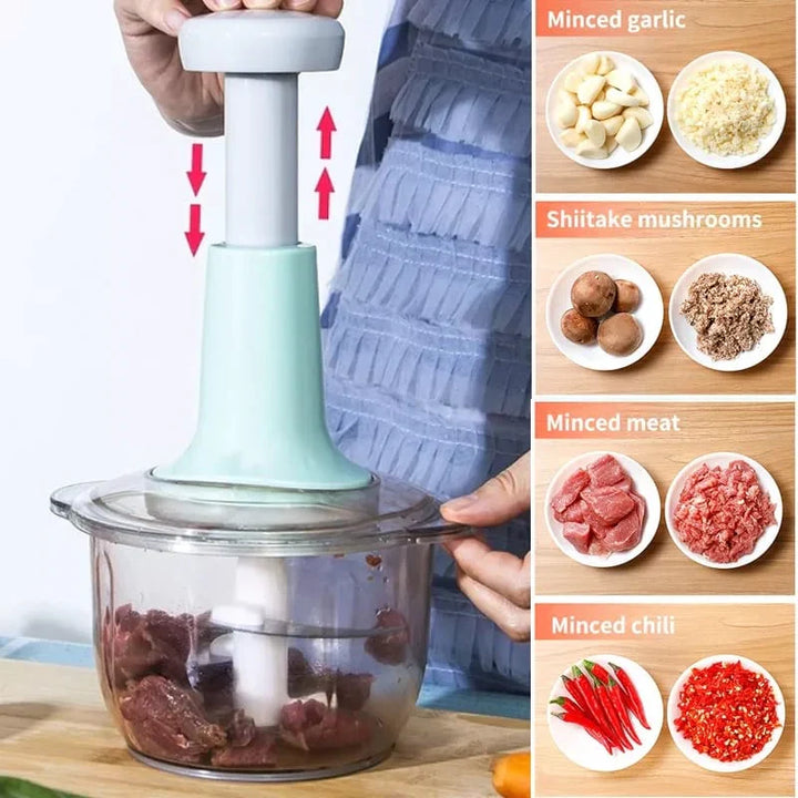 Manual Food Chopper, 1500ML Speedy With 4 Curved Stainless Steel Blades Bowlift