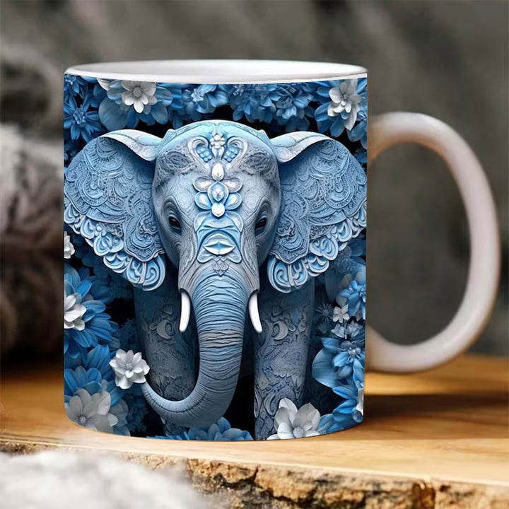 3D Elephant Flowers Mug | Bowlift