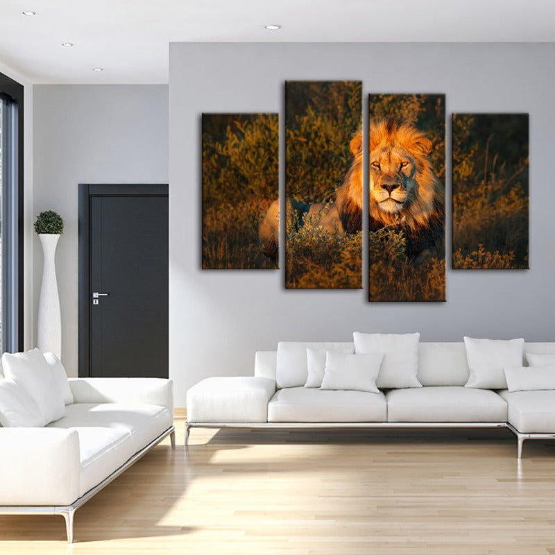 4 Piece Divine Sunset Lion - Canvas Wall Art Painting | Bowlift