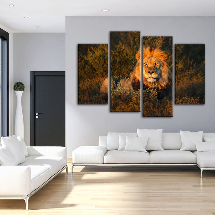 4 Piece Divine Sunset Lion - Canvas Wall Art Painting | Bowlift