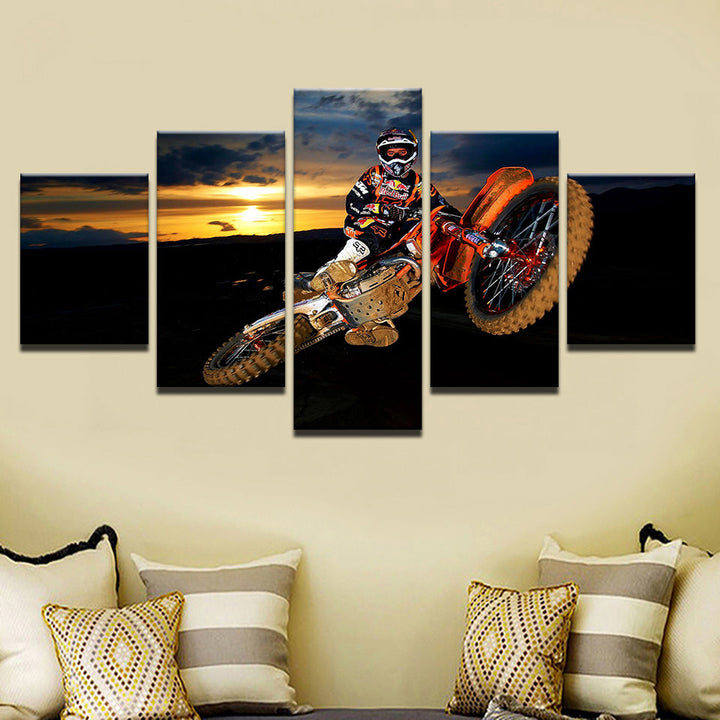 Motorbike Soaring 5 Piece - Canvas Wall Art Painting | Bowlift