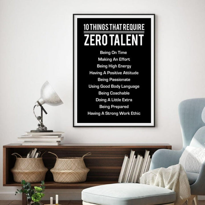 10 Things That Require Zero Talent Posters Canvas Painting Wall | Bowlift