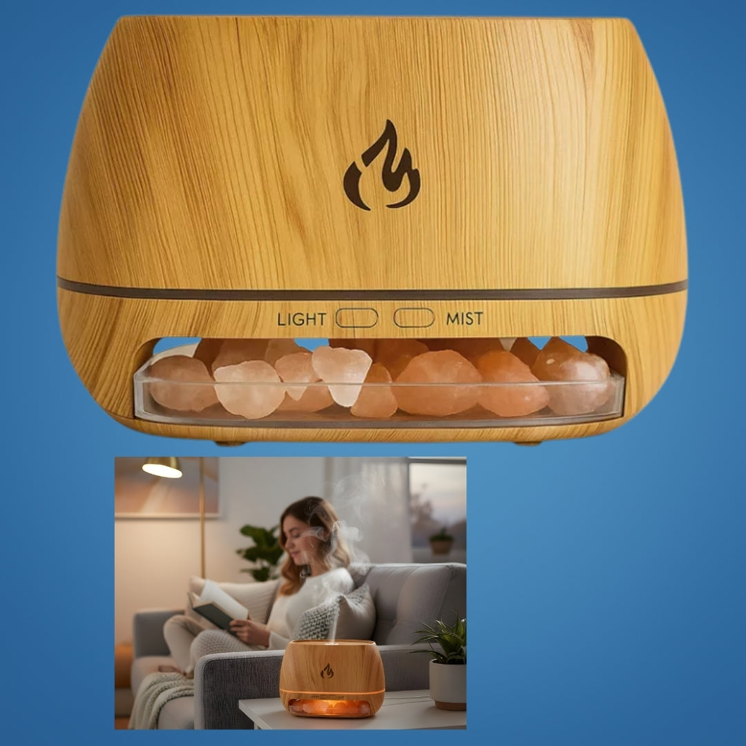 Relieves Dry Air and Aids Sleep – Himalayan Salt Crystal, Quiet Mist and Calming Home Air Wellness Bowlift