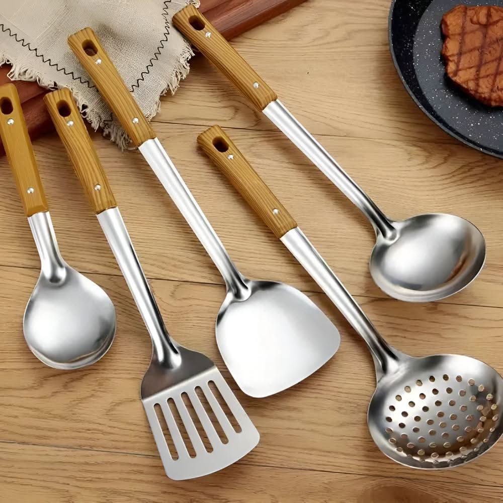 BowLift | PRESTICOOK – Kitchen Helper Set made of stainless steel with wooden handles, durable & easy to care for