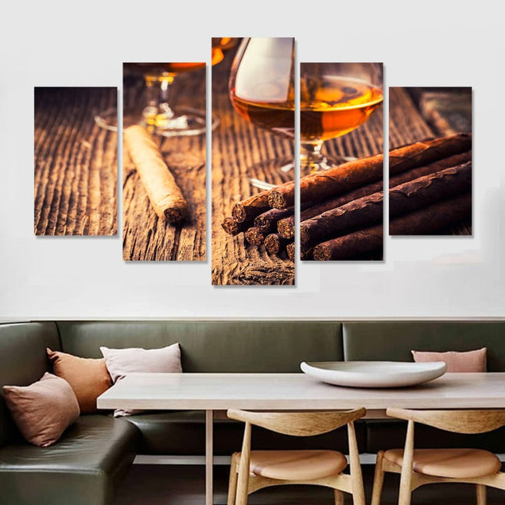 5 Piece Beautiful Brown Abstract - Canvas Wall Art Painting | Bowlift