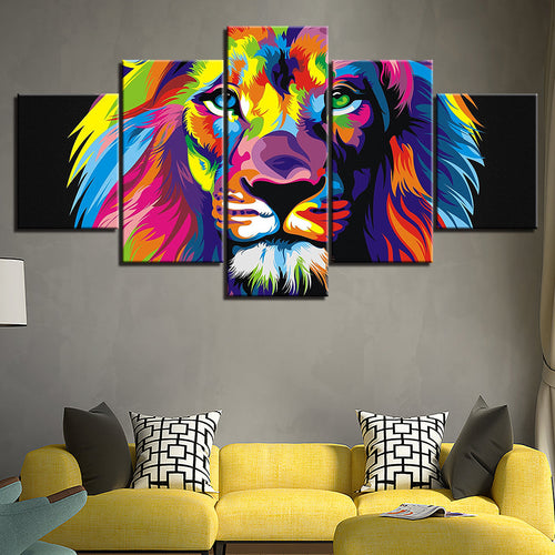 Colorful Lion - Canvas Wall Art Painting | Bowlift