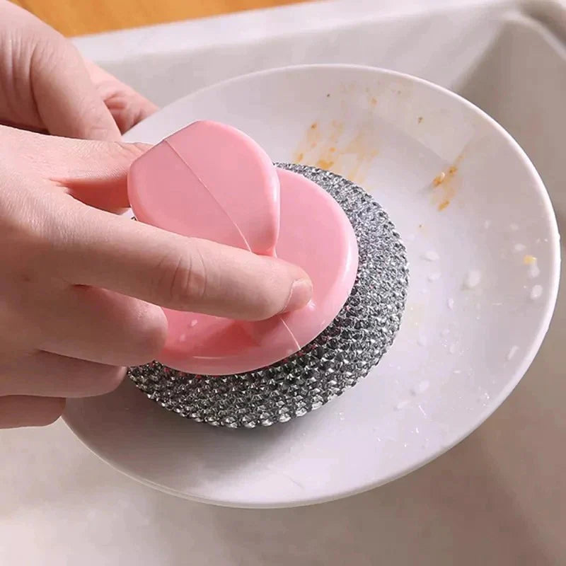 2 pcs Wire Ball Dish Cleaning Brush Bowlift