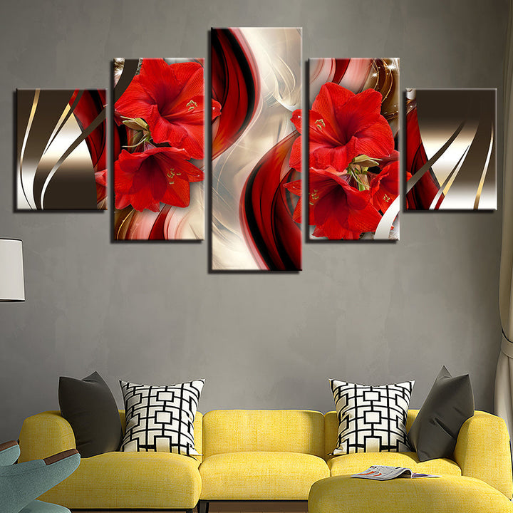 Stunning Red Amaryllis 5 Piece - Canvas Wall Art Painting | Bowlift
