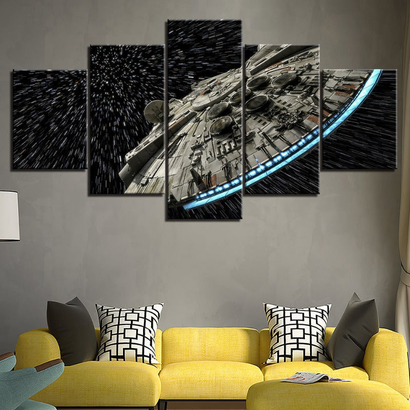 5 Piece Captivating UFO In The Galaxy - Canvas Wall Art Painting | Bowlift