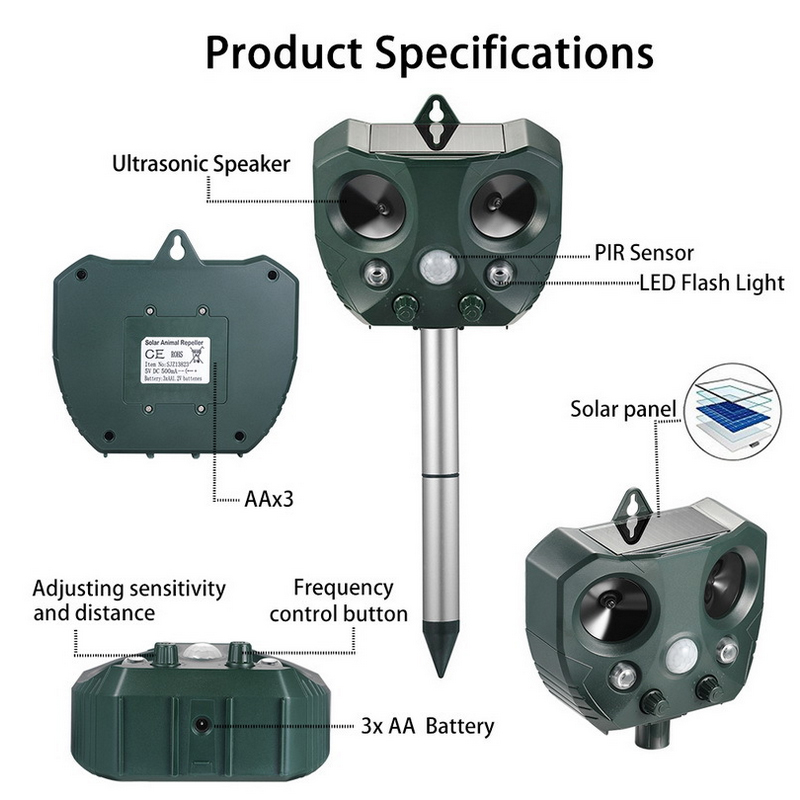 BowLift | Effective Pest Repeller – Solar Ultrasonic Animal Deterrent for Garden