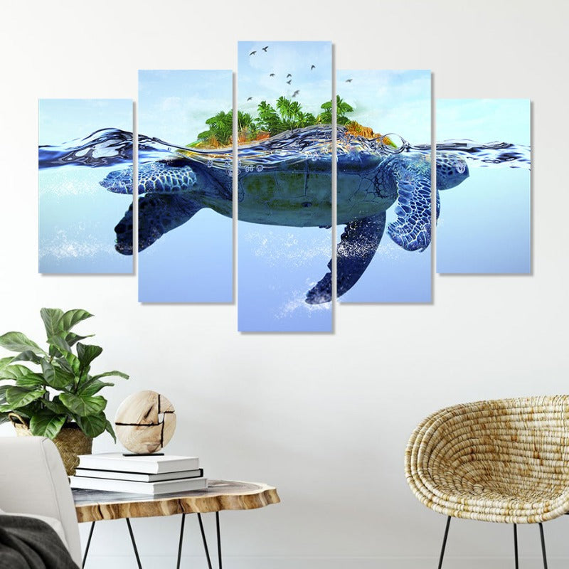 Beautiful Aquatic Turtle - Canvas Wall Art Painting | Bowlift