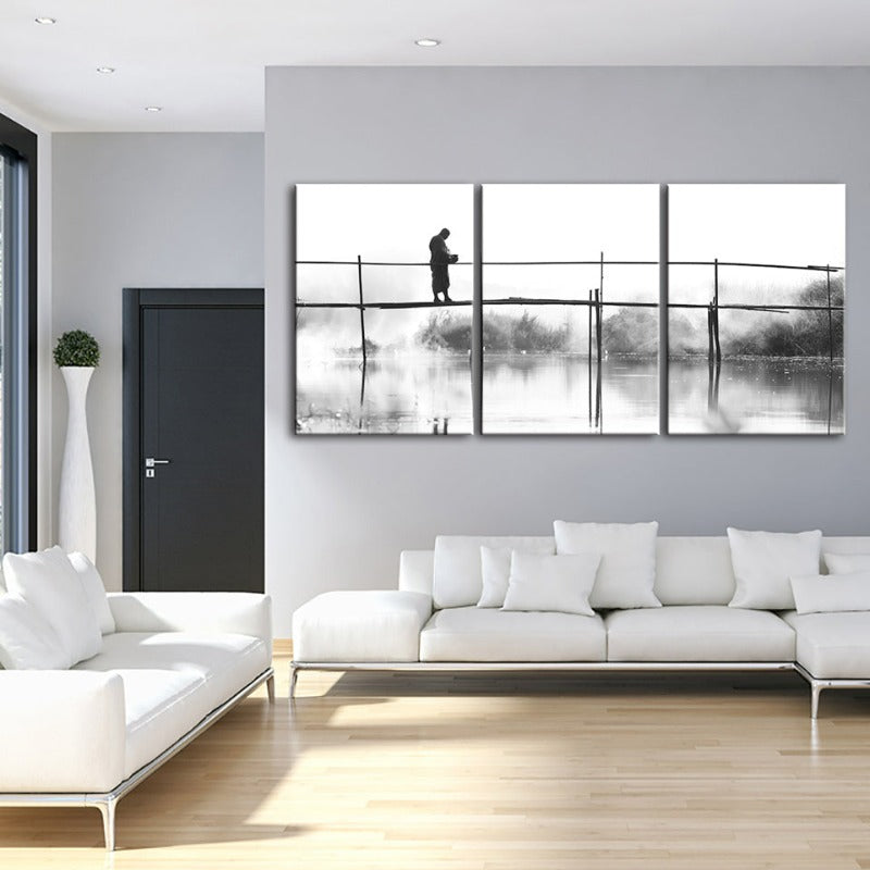 Water Bridge-Canvas Wall Art Painting 3 Pieces | Bowlift