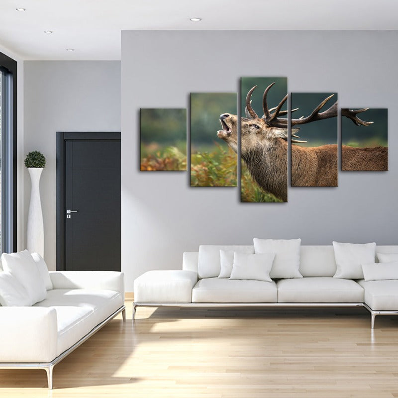 5 Piece Bleating Elk - Canvas Wall Art Painting | Bowlift