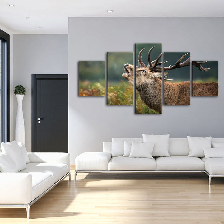 5 Piece Bleating Elk - Canvas Wall Art Painting | Bowlift