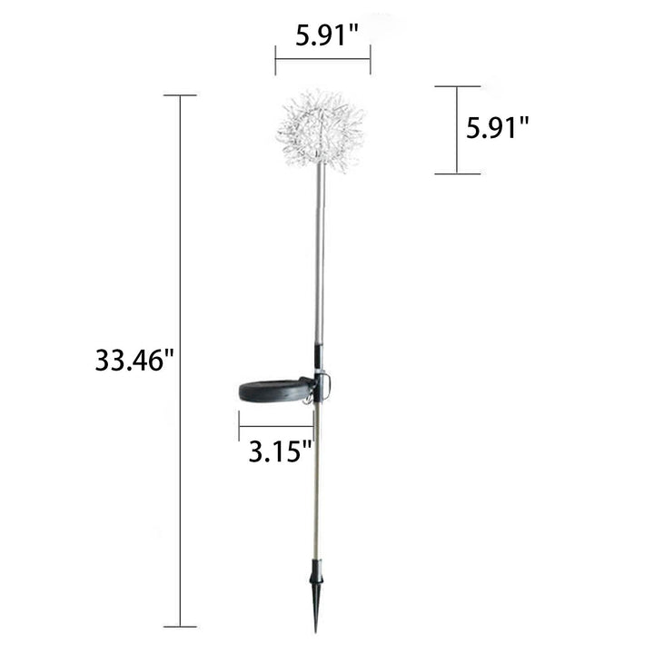 Solar Dandelion Aluminum Wire Globe Light LED Outdoor Waterproof Luminous Garden Insert Ground Landscape Light | Bowlift