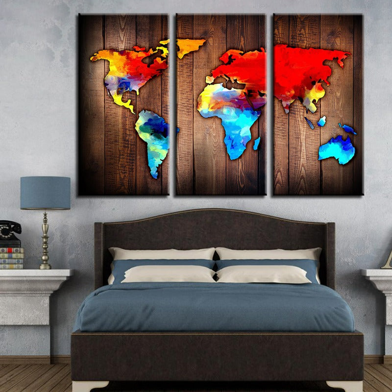 Beautiful Volcanic World Map-Canvas Wall Art Painting 3 Pieces | Bowlift