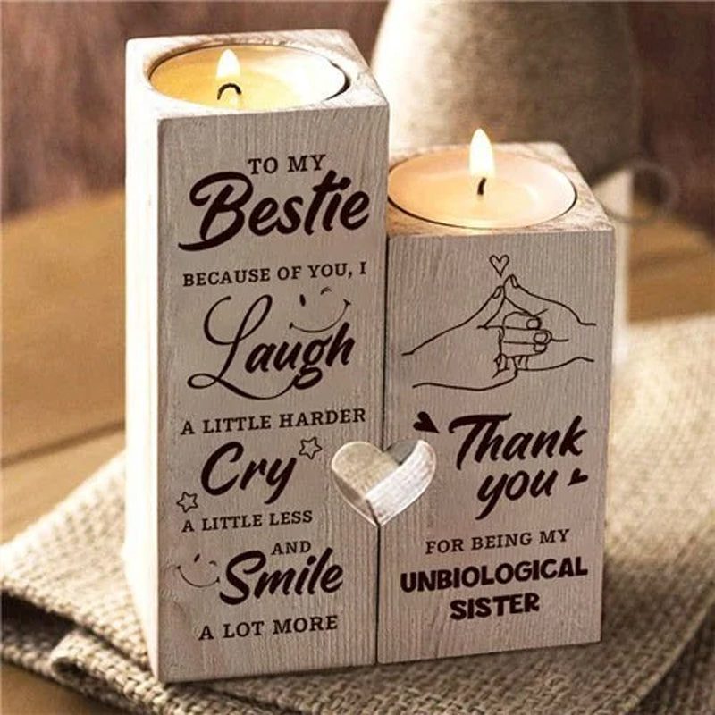 Smile A Lot More - Wooden Candle Holder with Candle Gift for Your Loved Ones | Bowlift