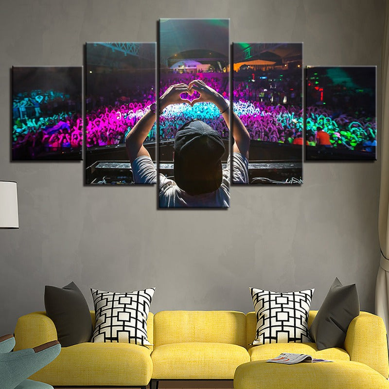 5 Piece Crowded DJ Concert - Canvas Wall Art Painting | Bowlift