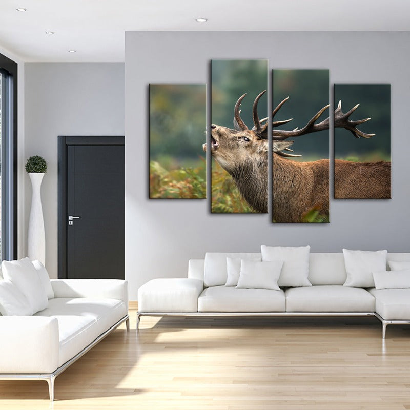 4 Piece Bleating Elk - Canvas Wall Art Painting | Bowlift