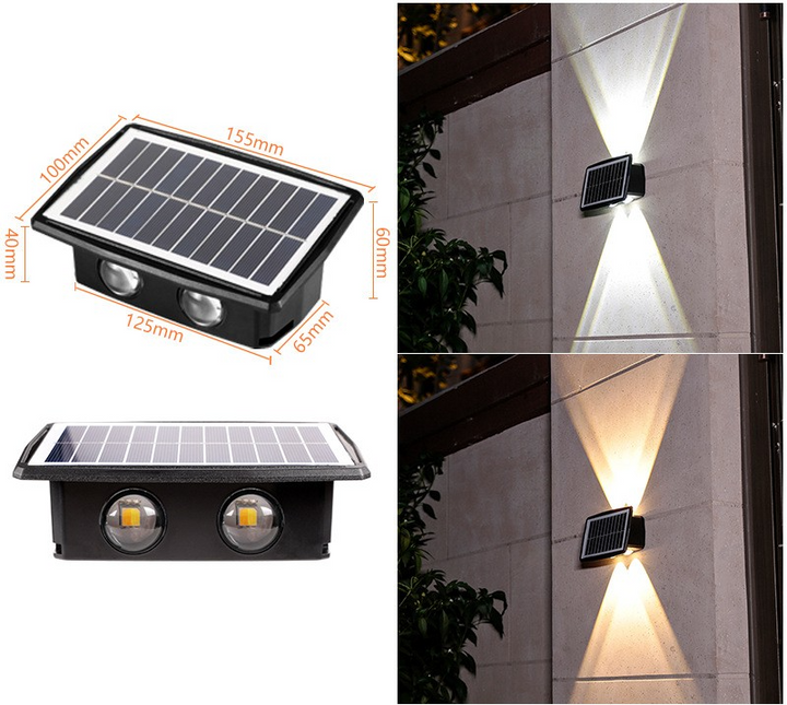 BowLift | Solar LED outdoor wall light with up & down effect – Modern wall lighting for garden and terrace
