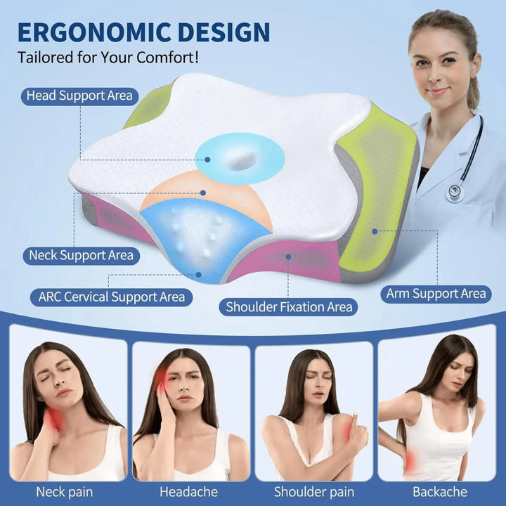 BowLift | Butterfly Memory Foam Pillow - Orthopedic Pain Relief Shaped Pillow