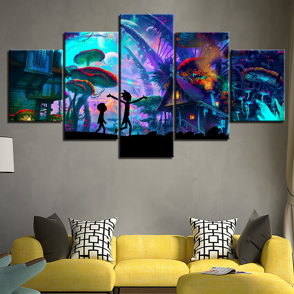Ricky's Mushroom City - Canvas Wall Art Painting | Bowlift