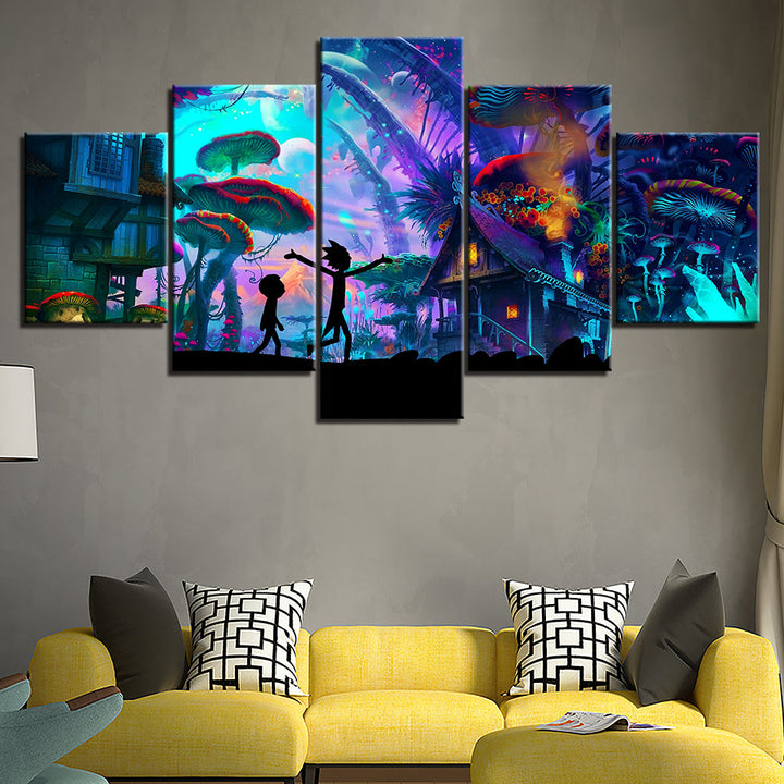 Ricky's Mushroom City - Canvas Wall Art Painting | Bowlift
