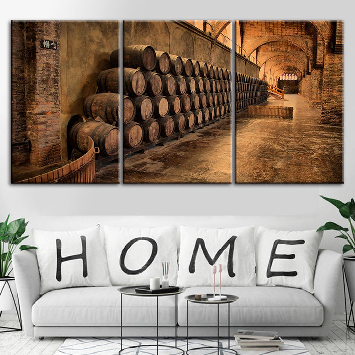 Rustic Barrels 3 Piece - Canvas Wall Art Painting | Bowlift