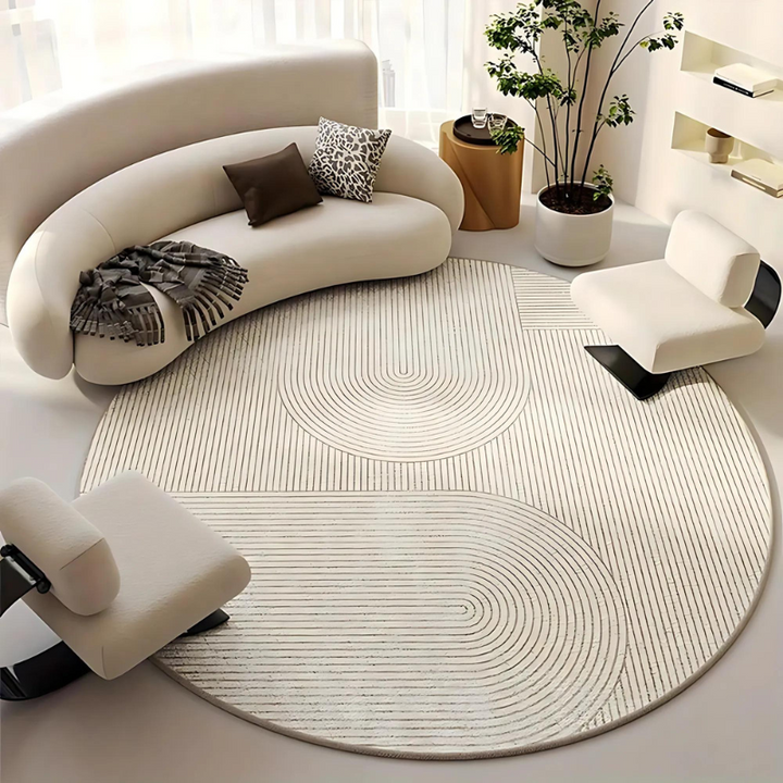 Round rug in Scandinavian design – Modern anti-slip rug for living room & bedroom | Bowlift