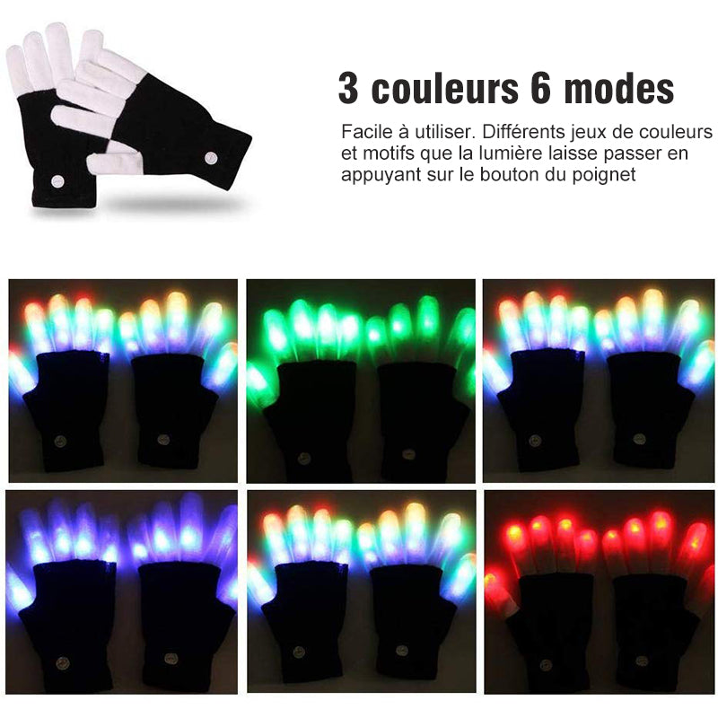 Leather Gloves Finger Lights 3 Colors 6 Modes | Bowlift