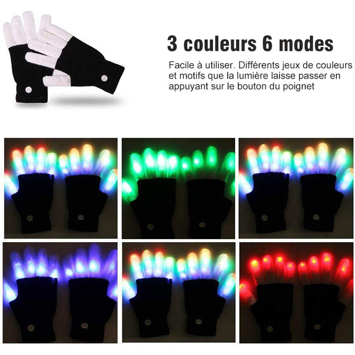 Leather Gloves Finger Lights 3 Colors 6 Modes | Bowlift
