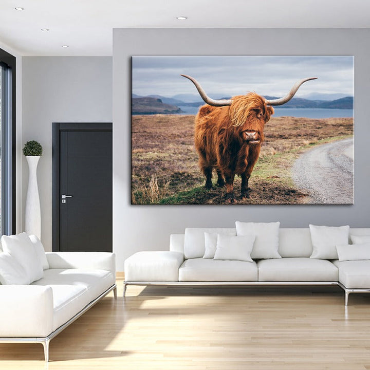 Beautiful Brown Cow - Canvas Wall Art Painting | Bowlift