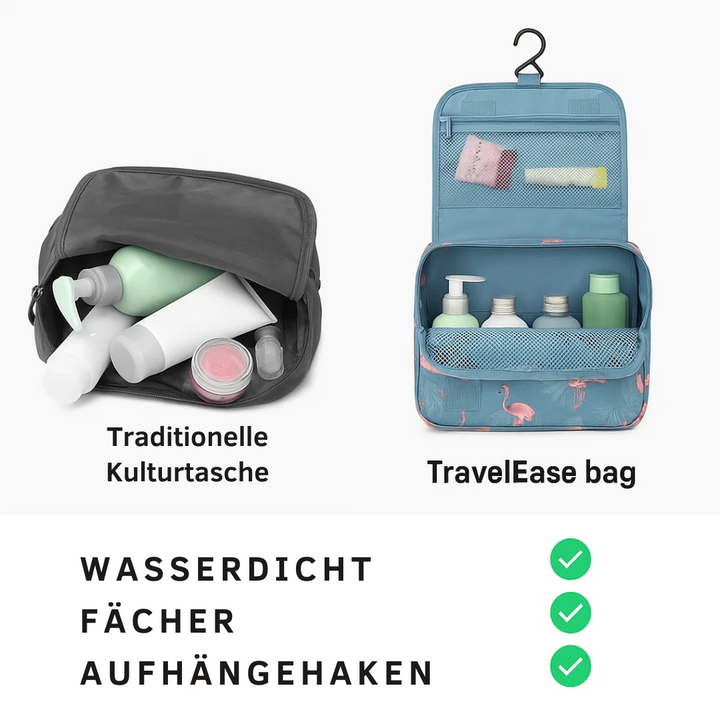 BowLift | TravelEase – Water-repellent Cosmetic Bag with Hook and Compartments | Travel Toiletry Bag
