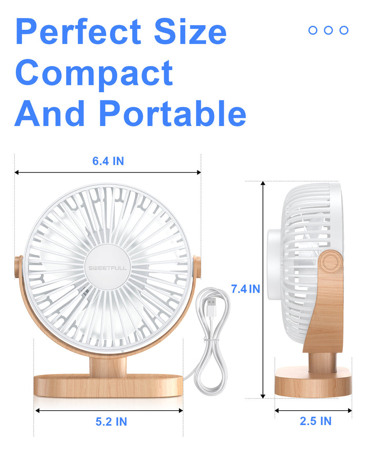 6.5 Inch USB Small Desk Fan for Home Office Car Outdoor Travel | Bowlift