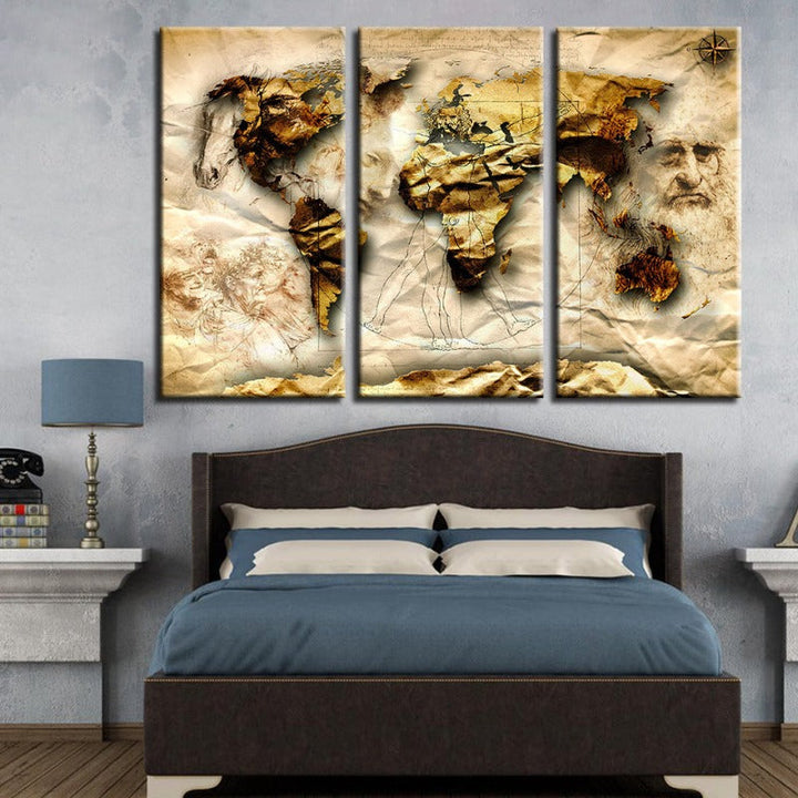 Beautiful Old World Classic World Maps - Canvas Wall Art Painting | Bowlift