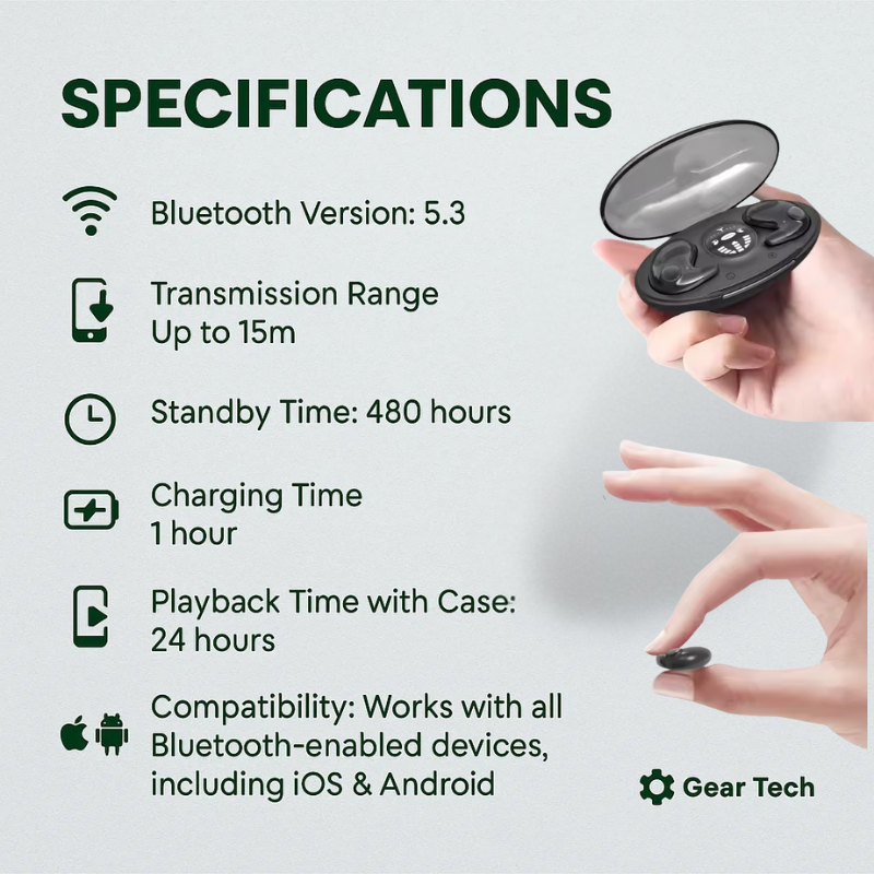 BowLift | Invisible Wireless Sleep Headphones | IPX5 Waterproof, Bluetooth 5.3 for Comfortable Sleep and Relaxation