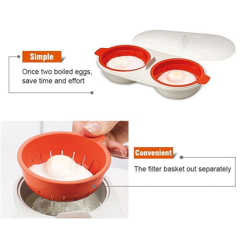Microwave Egg Poacher Food Grade, 2-Cup Portable Egg Cooker | Bowlift