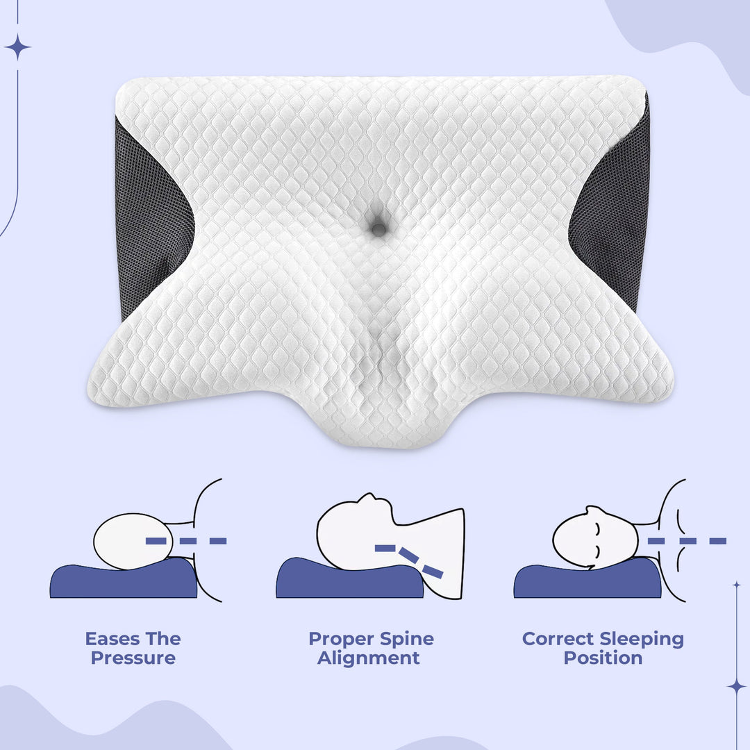 Memory Foam Neck Butterfly Shape Pillow with Armrests for Side & Back Sleepers Bowlift