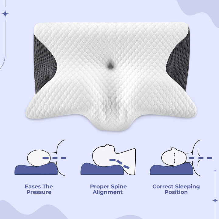 Memory Foam Neck Butterfly Shape Pillow with Armrests for Side & Back Sleepers Bowlift