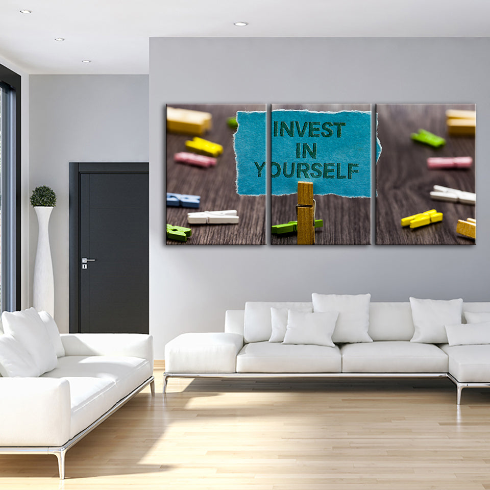 Invest In Yourself 3 Piece - Canvas Wall Art Painting | Bowlift
